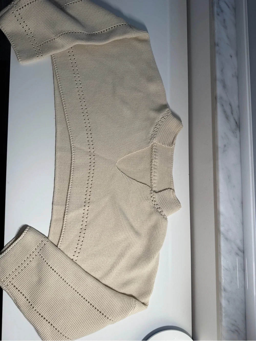 Women’s Cream V-Neck Cropped Open Knit Sweater